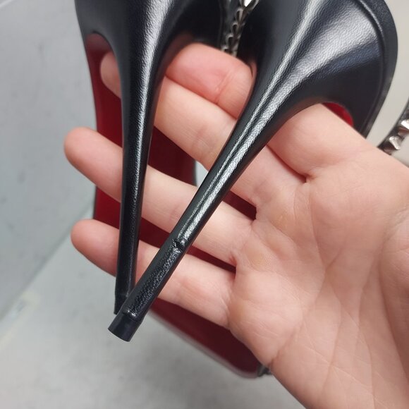 Christian Louboutin So Me Black Stud Spike Heel Sandal - Picture 11 of 13
